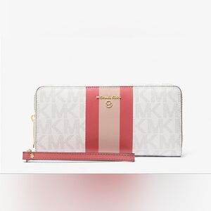 Michael kors Jet Set Charm Large Signature Logo Stripe Continental Wallet